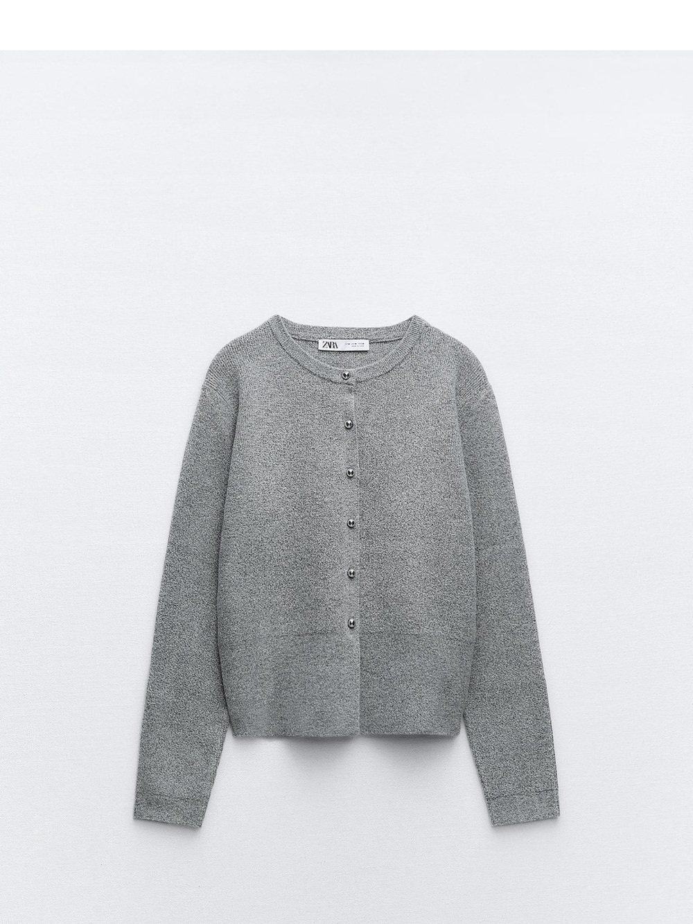 Zara Light Gray Button-Up Knit Cardigan